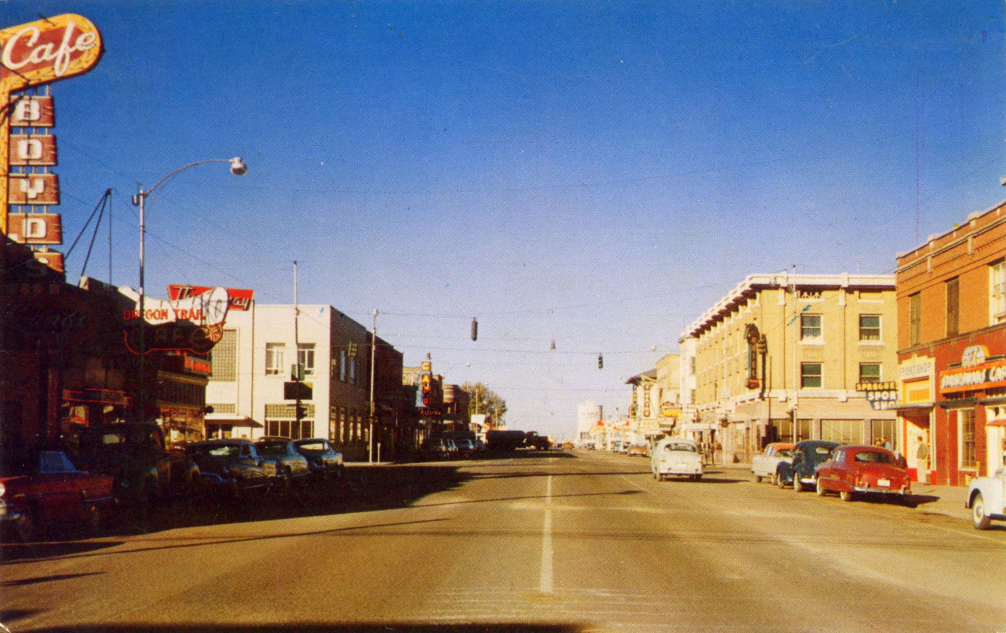 burley idaho main street in a vintage photo style