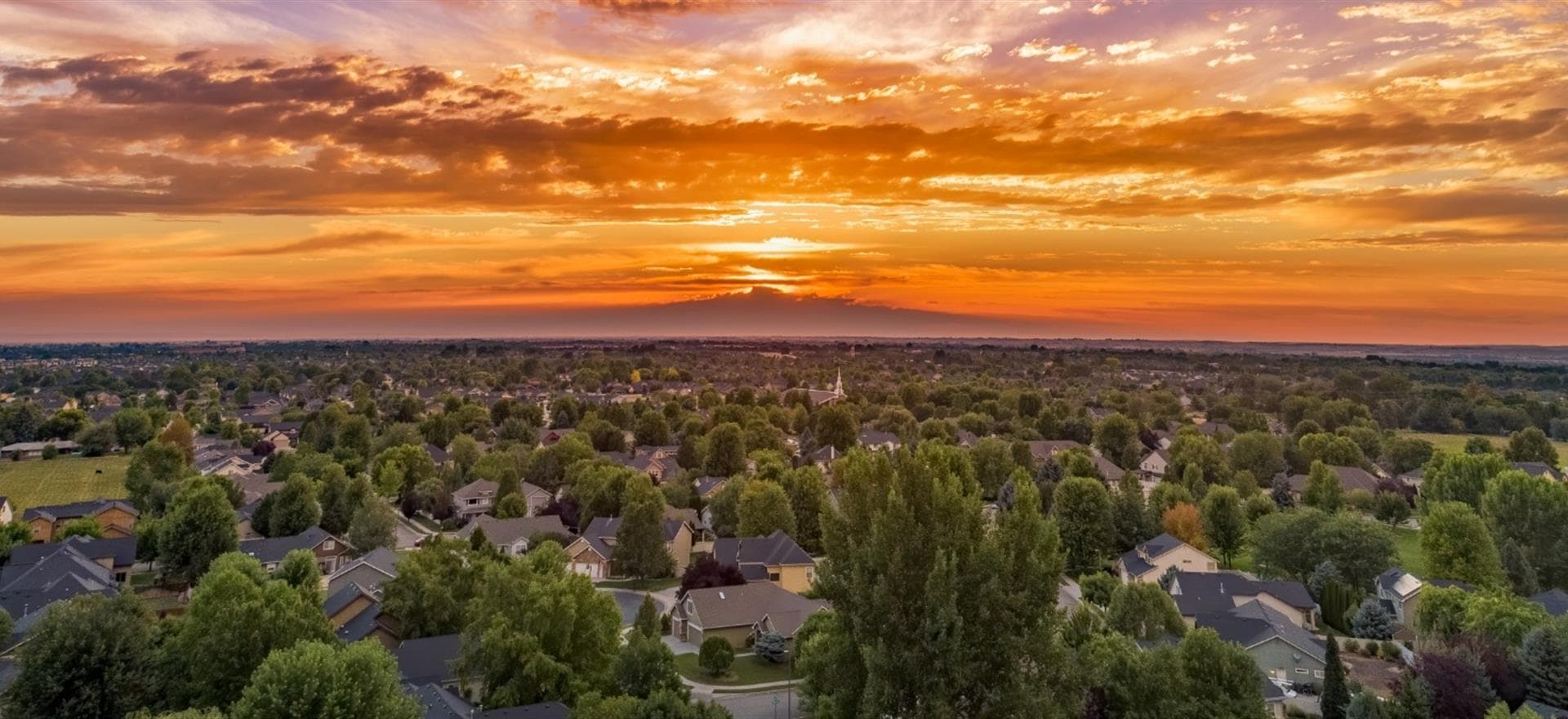 nampa idaho from an aerial view with homes nestled among trees