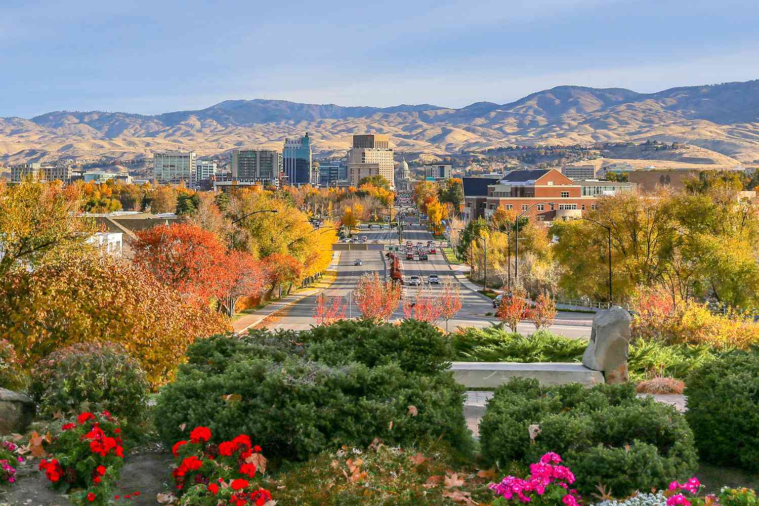 boise idaho as seen through a fall landscape