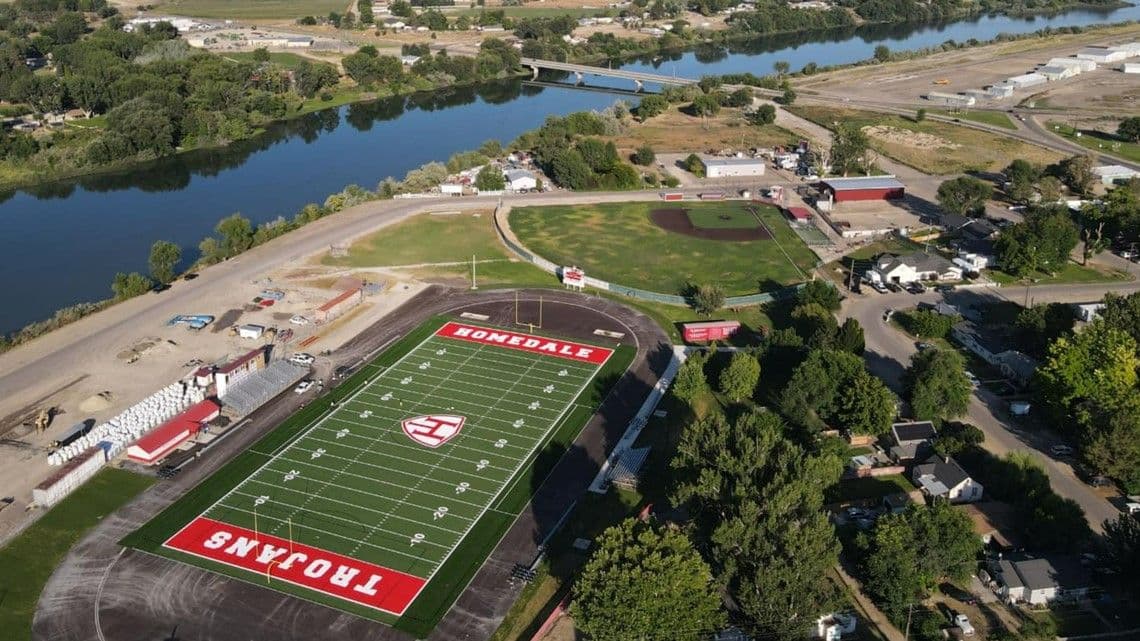 homedale idaho from an aerial view of the new football stadium
