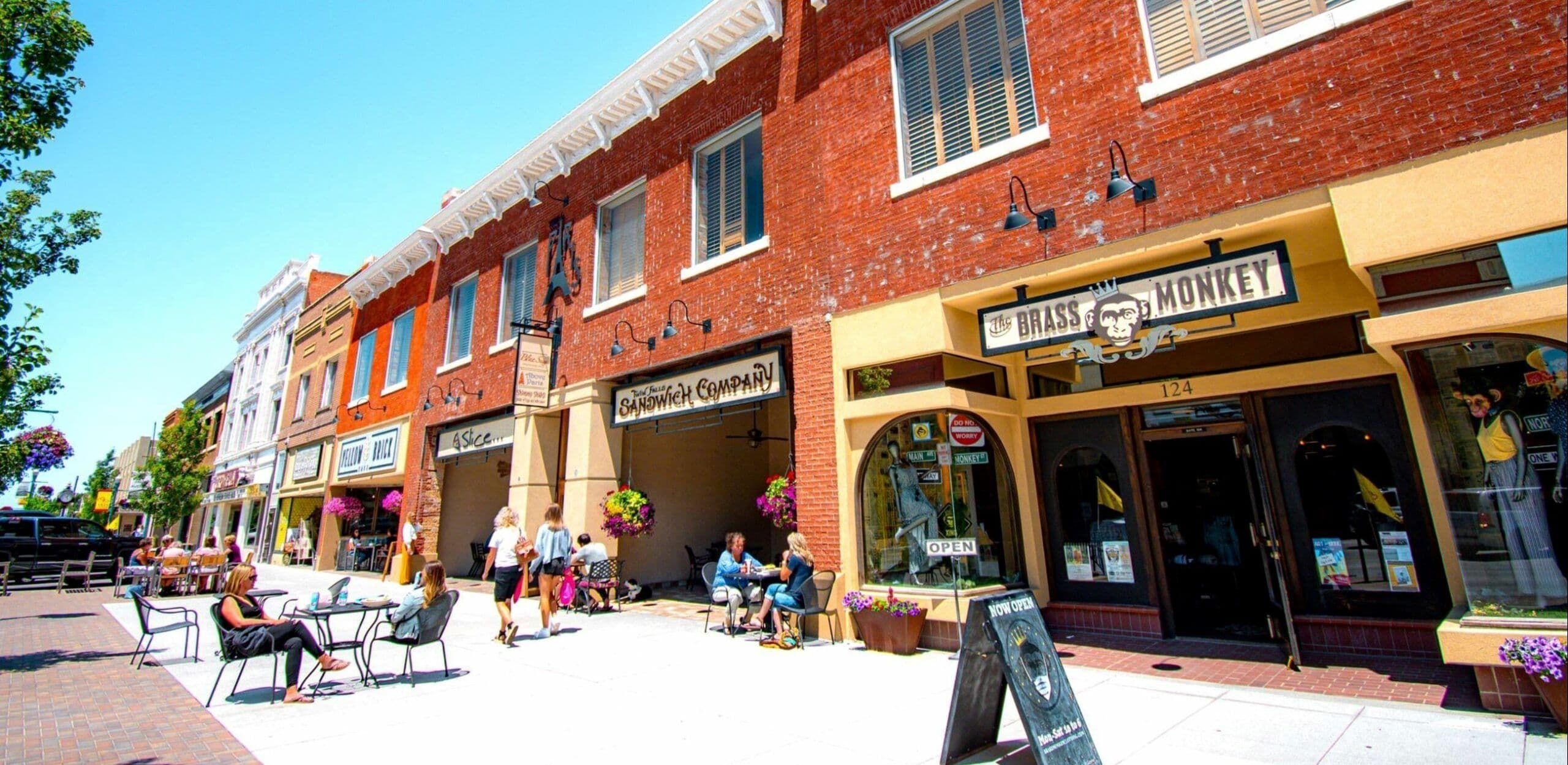 twin falls idaho downtown on a beautiful summer dayand historic buildings
