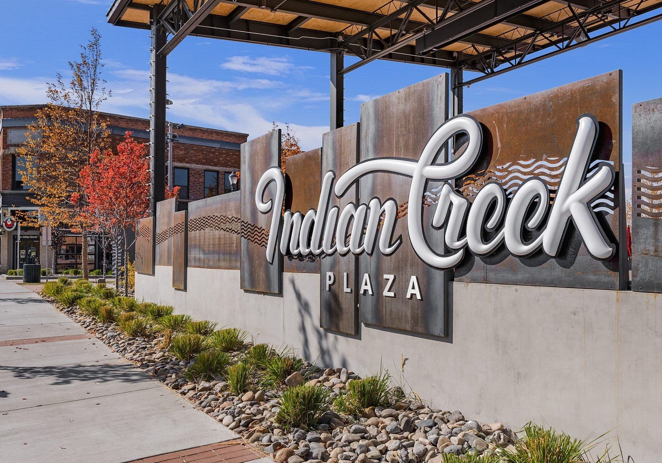 sign of indian creek plaza downtown caldwell idaho